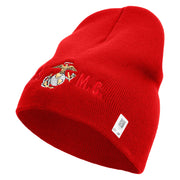 USMC Design Symbol Embroidered 8 Inch Short Beanie Made in USA - Red OSFM