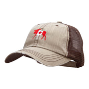 Canada Moose Embroidered Frayed Mesh Cap