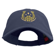 Lucky Horseshoe Clover Embroidered Garment Washed Cotton Twill Cap - Navy OSFM