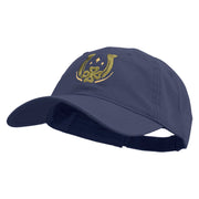 Lucky Horseshoe Clover Embroidered Garment Washed Cotton Twill Cap - Navy OSFM