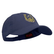 Lucky Horseshoe Clover Embroidered Garment Washed Cotton Twill Cap - Navy OSFM