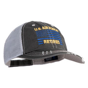 US Air Force Retired with Flag Embroidered Low Profile Special Cotton Mesh Cap - Black OSFM