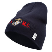 USMC Design Symbol Embroidered 8 Inch Short Beanie Made in USA - Navy OSFM