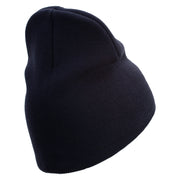 USMC Design Symbol Embroidered 8 Inch Short Beanie Made in USA - Navy OSFM