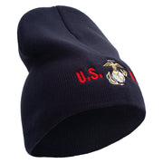 USMC Design Symbol Embroidered 8 Inch Short Beanie Made in USA - Navy OSFM