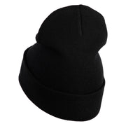 Tropical Fish Sea Life Iron On Patched 12 Inch Long Knitted Beanie - Black OSFM