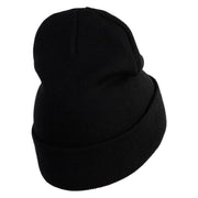 Tropical Fish Sea Life Iron On Patched 12 Inch Long Knitted Beanie - Black OSFM