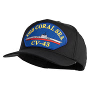 USS Coral Sea CV 43 Blue Patched Solid Cotton Twill 5 Panel Prostyle Snap Cap - Black OSFM
