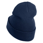 Tropical Fish Sea Life Iron On Patched 12 Inch Long Knitted Beanie - Navy OSFM