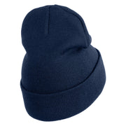 Tropical Fish Sea Life Iron On Patched 12 Inch Long Knitted Beanie - Navy OSFM