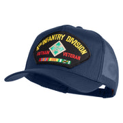 4th Infantry Division Vietnam Veteran Patched Solid Cotton Twill 5 panel Mesh Back Cap - Navy OSFM