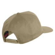 USS Coral Sea CV 43 Blue Patched Solid Cotton Twill 5 Panel Prostyle Snap Cap - Khaki OSFM