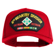4th Infantry Division Vietnam Veteran Patched Solid Cotton Twill 5 panel Mesh Back Cap - Red OSFM
