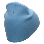 Square Fish Embroidered 8 inch Acrylic Short Blank Beanie - Lt-Blue OSFM