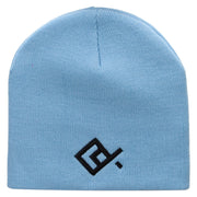 Square Fish Embroidered 8 inch Acrylic Short Blank Beanie - Lt-Blue OSFM