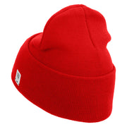 USMC Semper Fi Logo Embroidered 12 Inch Solid Knit Cuff Long Beanie Made in USA - Red OSFM