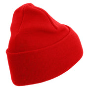 USMC Semper Fi Logo Embroidered 12 Inch Solid Knit Cuff Long Beanie Made in USA - Red OSFM