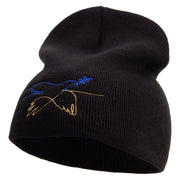 Peace Symbol with Bird Embroidered 8 inch Acrylic Short beanie - Black OSFM