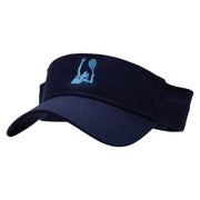 Playing Tennis Embroidered Cotton Twill Sun Visor - Navy OSFM