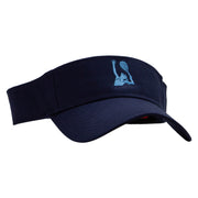 Playing Tennis Embroidered Cotton Twill Sun Visor - Navy OSFM