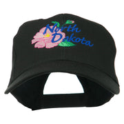 North Dakota Wild Prairie Rose Flower Embroidered Cap