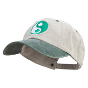 Yin Yang Clover Embroidered Pigment Dyed Wash Cap - Beige-Green OSFM