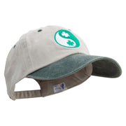 Yin Yang Clover Embroidered Pigment Dyed Wash Cap - Beige-Green OSFM