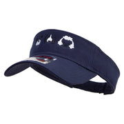 Cute Dogs Icon Embroidered Cotton Twill Sun Visor - Navy OSFM