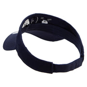 Cute Dogs Icon Embroidered Cotton Twill Sun Visor - Navy OSFM