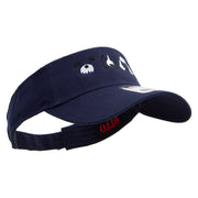 Cute Dogs Icon Embroidered Cotton Twill Sun Visor - Navy OSFM