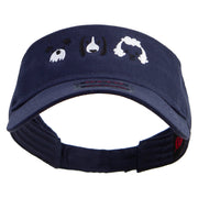 Cute Dogs Icon Embroidered Cotton Twill Sun Visor - Navy OSFM