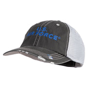 US Air Force Navy Letter Embroidered Low Profile Special Cotton Mesh Cap - black OSFM