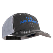 US Air Force Navy Letter Embroidered Low Profile Special Cotton Mesh Cap - black OSFM