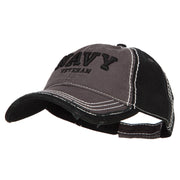 3D Navy Veteran Embroidered Vintage Frayed Cap