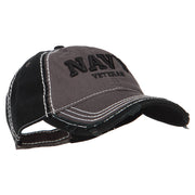 3D Navy Veteran Embroidered Vintage Frayed Cap