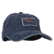 North Dakota with Map Outline Embroidered Washed Cotton Twill Cap