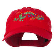 Outlined Dragon Embroidered Washed Cap