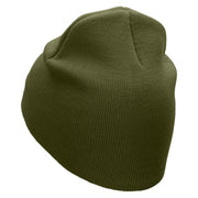 Square Fish Embroidered 8 inch Acrylic Short Blank Beanie - Olive OSFM