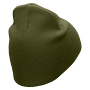 Square Fish Embroidered 8 inch Acrylic Short Blank Beanie - Olive OSFM