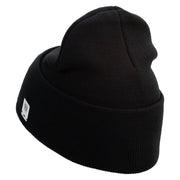 USMC Semper Fi Logo Embroidered 12 Inch Solid Knit Cuff Long Beanie Made in USA - Black OSFM