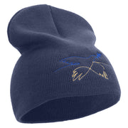 Peace Symbol with Bird Embroidered 8 inch Acrylic Short beanie - Navy OSFM