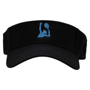 Playing Tennis Embroidered Cotton Twill Sun Visor - Black OSFM