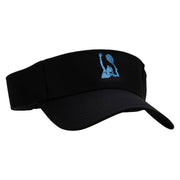 Playing Tennis Embroidered Cotton Twill Sun Visor - Black OSFM