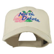 North Dakota Wild Prairie Rose Flower Embroidered Cap