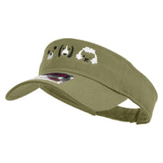 Cute Dogs Icon Embroidered Cotton Twill Sun Visor - Khaki OSFM