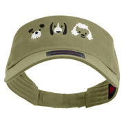 Cute Dogs Icon Embroidered Cotton Twill Sun Visor - Khaki OSFM