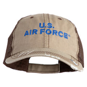 US Air Force Navy Letter Embroidered Low Profile Special Cotton Mesh Cap - Khaki-Brown OSFM