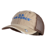 US Air Force Navy Letter Embroidered Low Profile Special Cotton Mesh Cap - Khaki-Brown OSFM