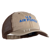 US Air Force Navy Letter Embroidered Low Profile Special Cotton Mesh Cap - Khaki-Brown OSFM