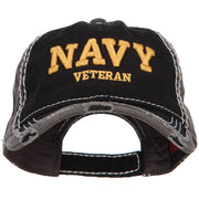 3D Navy Veteran Embroidered Vintage Frayed Cap